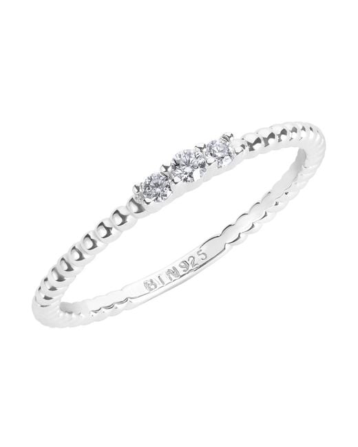 BLOOMTINE | Earth Angel HQ White Illuminess Sterling Trio Textured Stacking Ring
