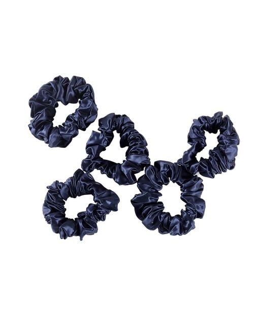 Soft Strokes Silk Blue Pure Mulberry Silk Regular Scrunchie Set Of Five
