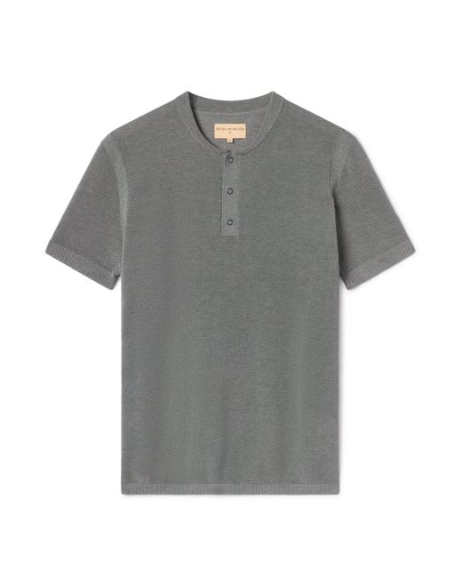 Weston Jon Boucher Gray Ss Mandarin Collar Slim Fit Knit Henley for men