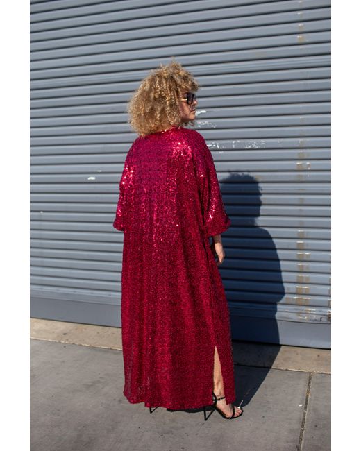 Jennafer Grace Red Rouge Eternal Sequin Cocoon Jacket