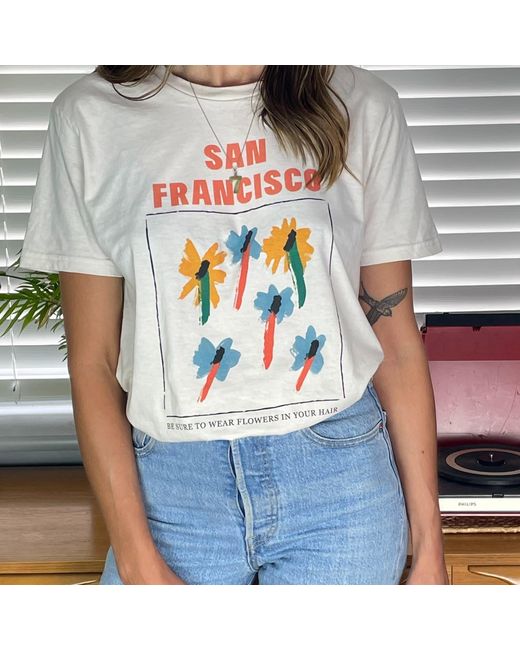 Fanclub White San Francisco Oversized Retro Slogan T-Shirt