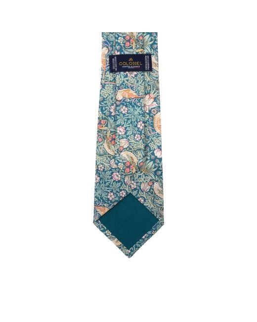 LE COLONEL Blue Neutrals Liberty Emerald Strawberry Thief Tie for men