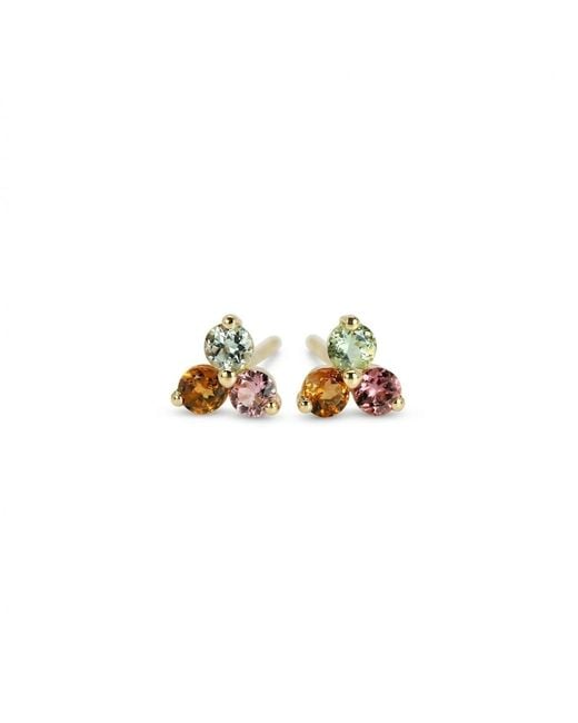 Melt'm Jewelry Metallic Colorful Tourmaline Flower Stud Earrings