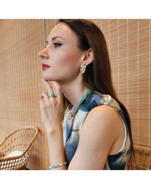 Farra Blue Amazonite With Zircon Open Ring