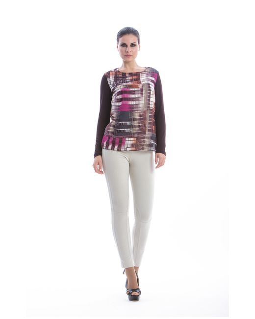 Conquista Red Print Long Sleeve Top