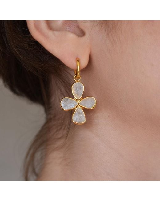 GEM BAZAAR Metallic Moonstone Cross Earrings