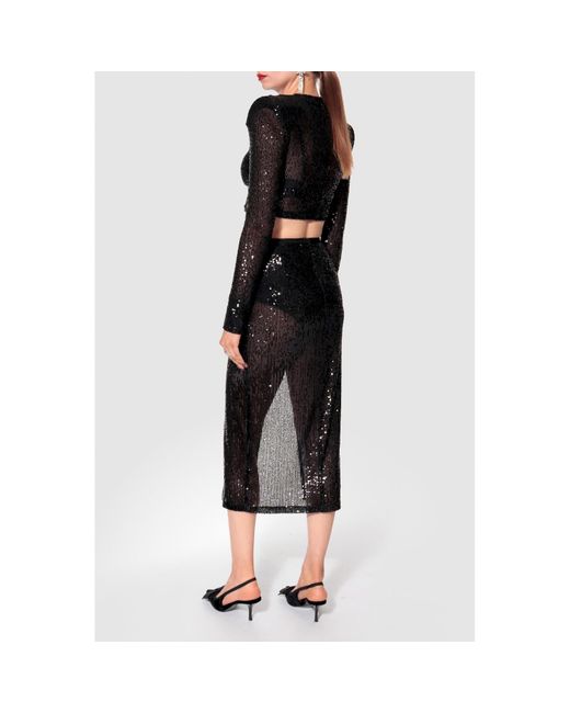 AGGI by HALEWSKI Black Zuza Sparkle Sequin Midi Skirt