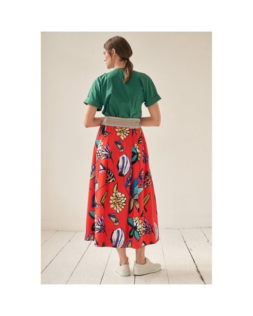 Marianna Déri Red Midi Skirt With Flower Print