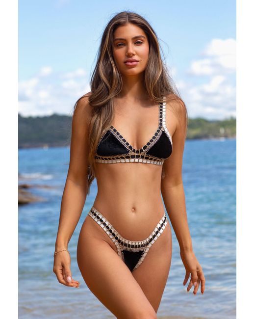 Luxsea Swimwear Black Velvet Crochet Bikini Bottom
