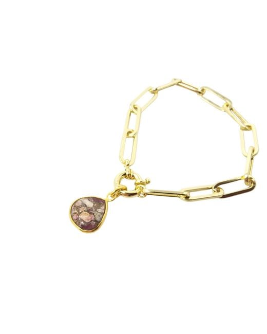 Harfi Metallic Plated Natural Tourmaline October Birthstone Gemstone Bracelet