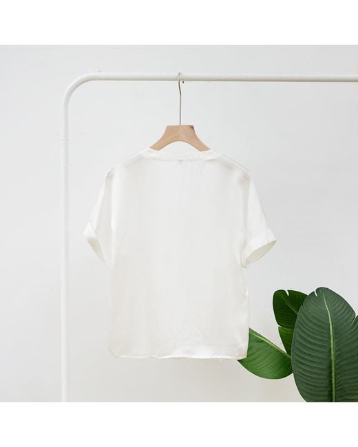 Soft Strokes Silk White Pure Mulberry Silk Top Regular Fit