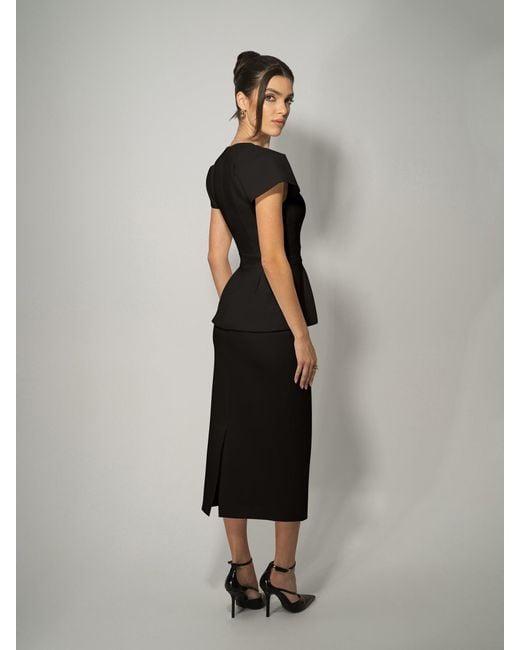 Tia Dorraine Black Short-Sleeved Fitted Top