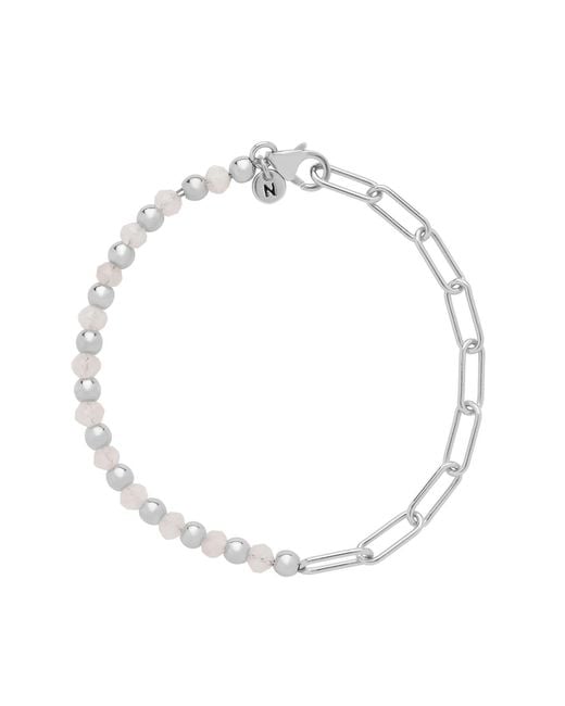 Nellou Jewellery Metallic Neutrals Moonstone Gem Shine Bracelet Sterling