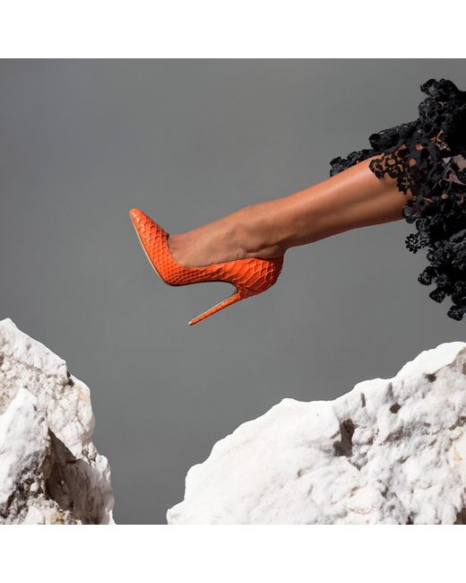 Aethra Shoes Orange Aster Pointed Toe High Heel Stiletto Pumps