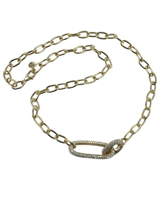 Reeves & Reeves Metallic Sparkly Gold Plate Paperclip Statement Necklace