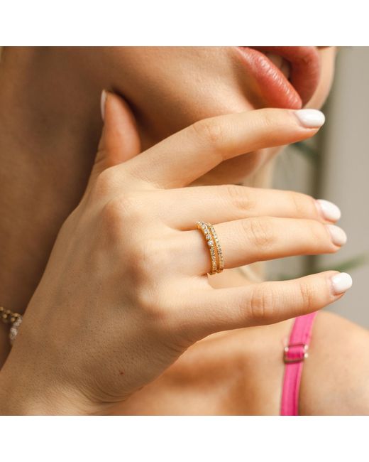 BLOOMTINE | Earth Angel HQ Metallic Illuminess Premium Vermeil Moissanite Combi Ring