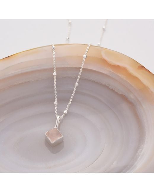 Nellou Jewellery Metallic Rose Quartz Diamond Necklace Sterling