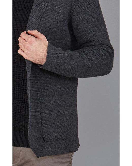 Paul James Knitwear Blue Cotton Deconstructed Knitted Gabriel Blazer for men