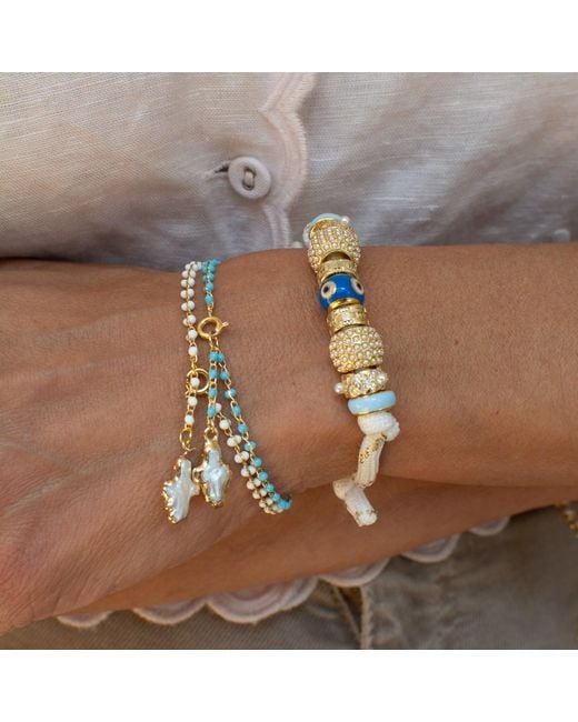 Alexie of Athens Brown Delphi Freshwater Pearl Cross Bracelet