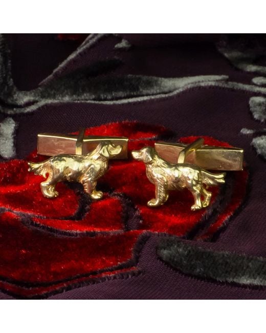 Simon Kemp Jewellers Metallic Golden Retriever Cufflinks Eighteen Carat On Recycled Sterling for men