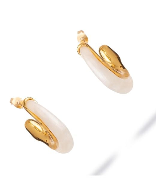 Ebru Jewelry White Luminous Wave Resin & Hoop Earrings