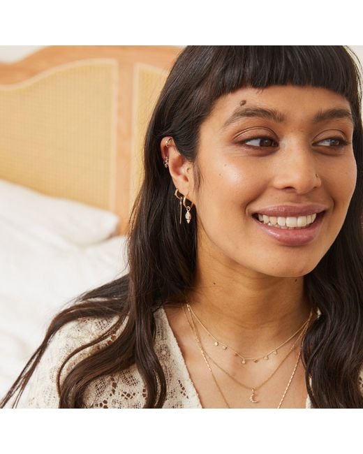 Zohreh Metallic Diamond Starburst Huggie Hoop Earring Pair 9K