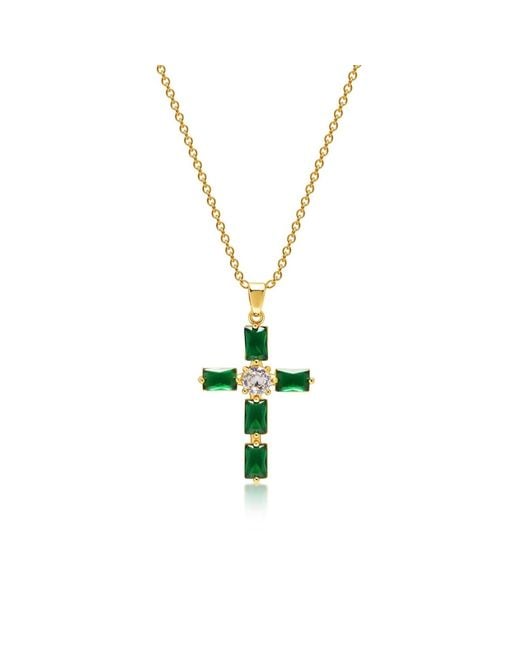 Nialaya Metallic Cz Cross Necklace