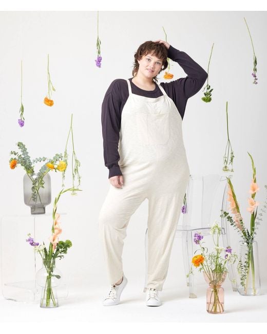 Known Supply White Neutrals Adjustable Cotton Overalls