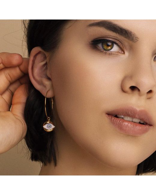Sculp Metallic To Love And Protect U Hoop Earrings