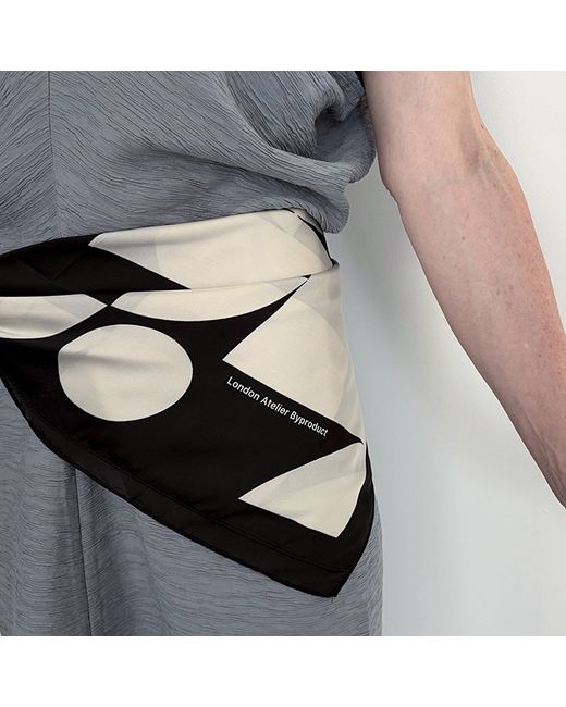 London Atelier Byproduct Black Geometric Print Square Silk Scarf