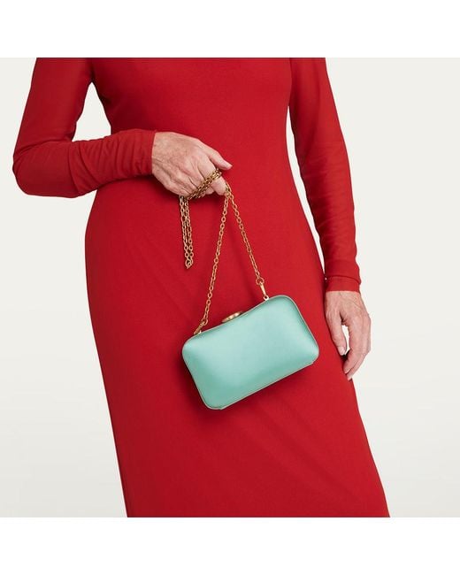 Lulu Guinness Green Sea Foam Satin Hayworth Clutch Bag