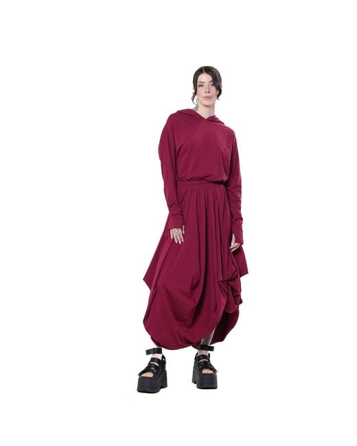 Metamorph Purple Hooded Midi Dress