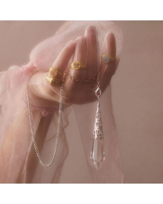 Ormiro Metallic Oracle Of Light Clear Quartz Crystal Pendulum Pendant
