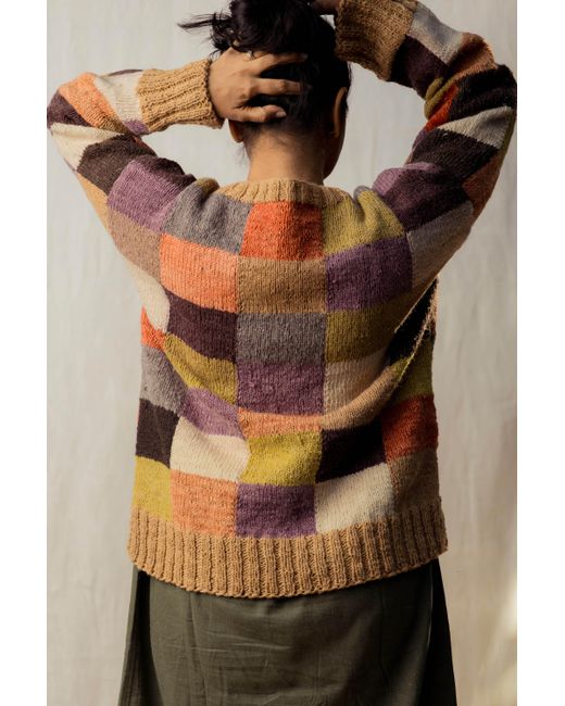 Charkha & Loom Brown Monal Patchwork Pullover Multicolour