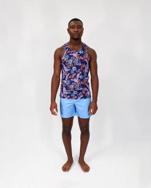 Lords of Harlech Blue Pool Oxford Swim Short for men