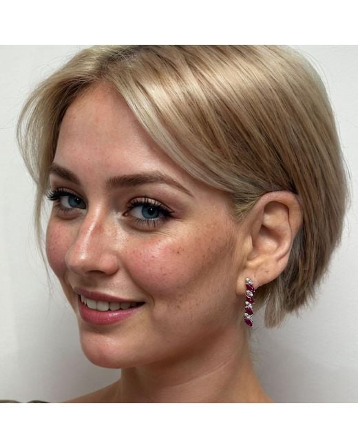 Latelita London Pink Viscountess Tennis Drop Earrings Ruby