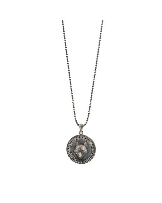 Ebru Jewelry Metallic Sterling Silver Powerful Wolf Symbol Pendant Necklace for men