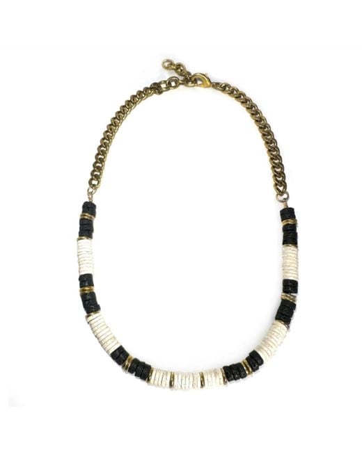 Rachel Nathan Metallic Lava Rock & Cream Necklace