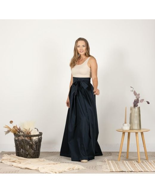 Nikka Place Blue Cotton Maxi Skirt With High Waist
