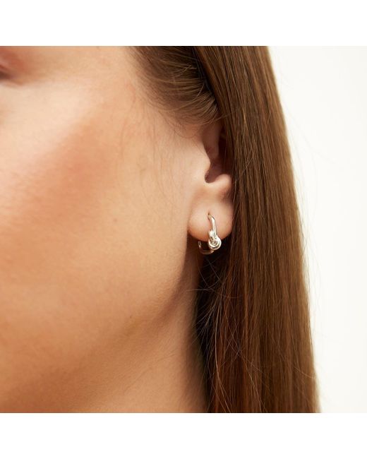 Spero London Metallic Semi Hoop Knot Sterling Earrings