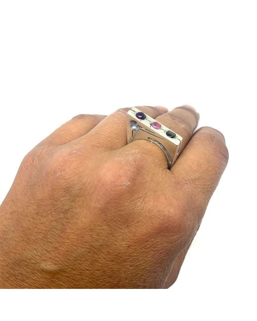 Tg-Jewellery by Tamara Gervasio Metallic Traffic Light Ring With Garnet, Tourmaline, Star Gemstones