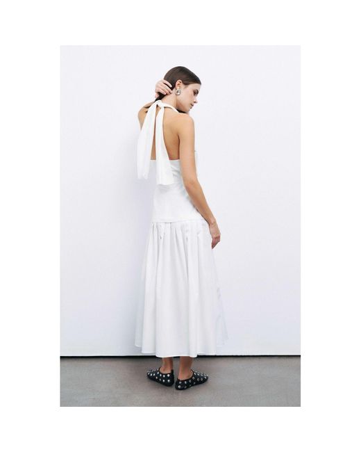 Nocturne White Backless Halter Neck Midi Dress – Off