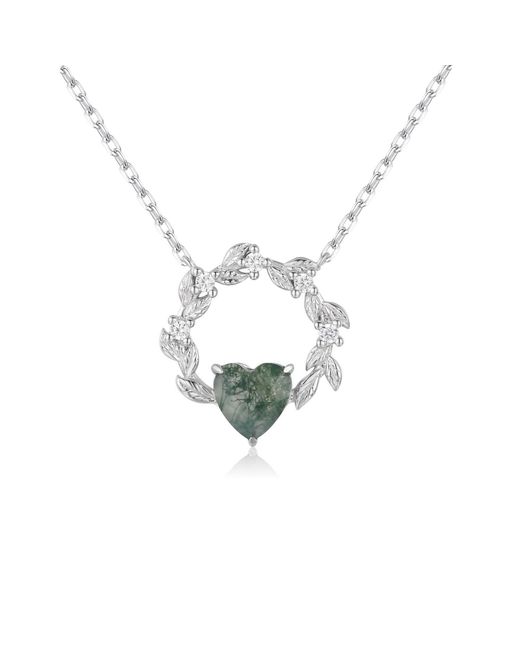 Azura Jewelry New York Metallic Heart Desire Moss Agate Vermeil Necklace