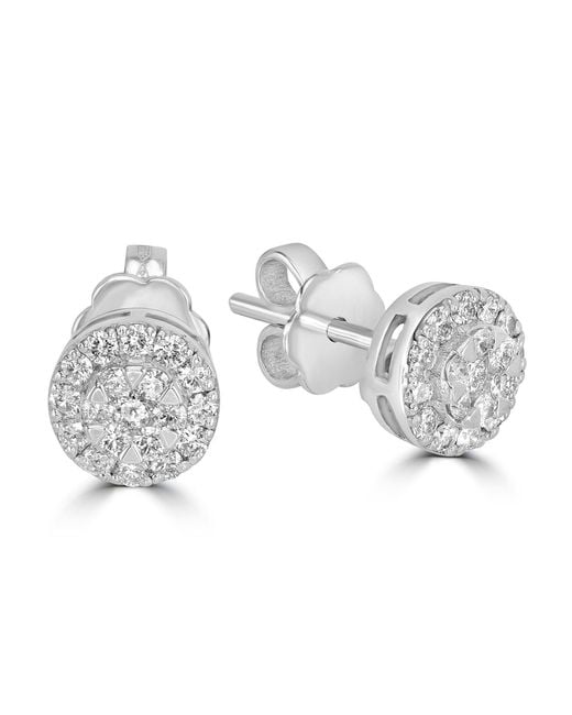 Artisan Metallic Round Diamond Cluster Halo Stud Earrings