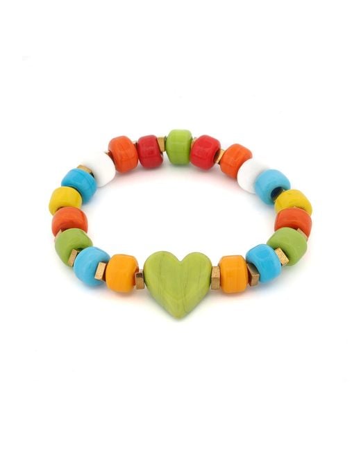Ebru Jewelry Blue Colorful Harmony Heart Beaded Bracelet