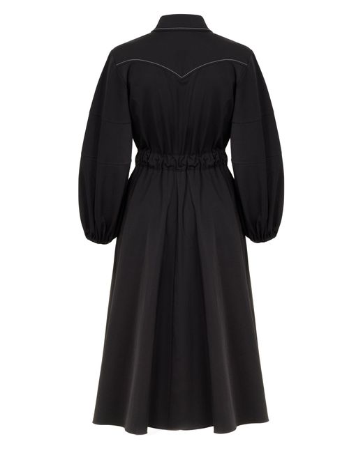 Nocturne Black Punto Stitched Midi Dress