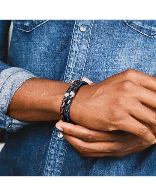 Tateossian Brown Carbon Pop Bracelet With Leather And Carbon Fibre for men