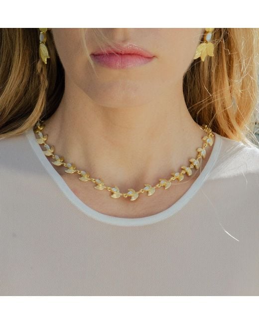 Marcia Moran Metallic Oria Necklace With Aqua Doublet Stone