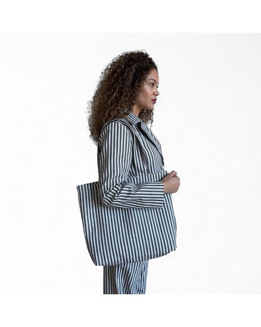 London Atelier Byproduct Gray Striped Tailored Blazer