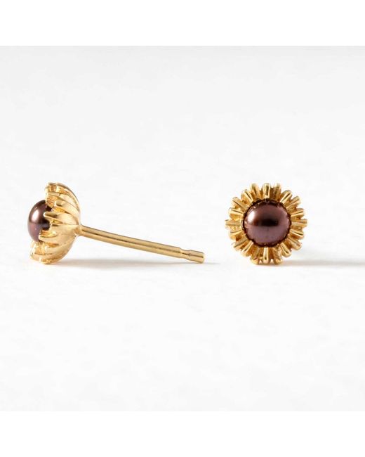 Lee Renee Metallic Dahlia Bud Peacock Pearl Earrings